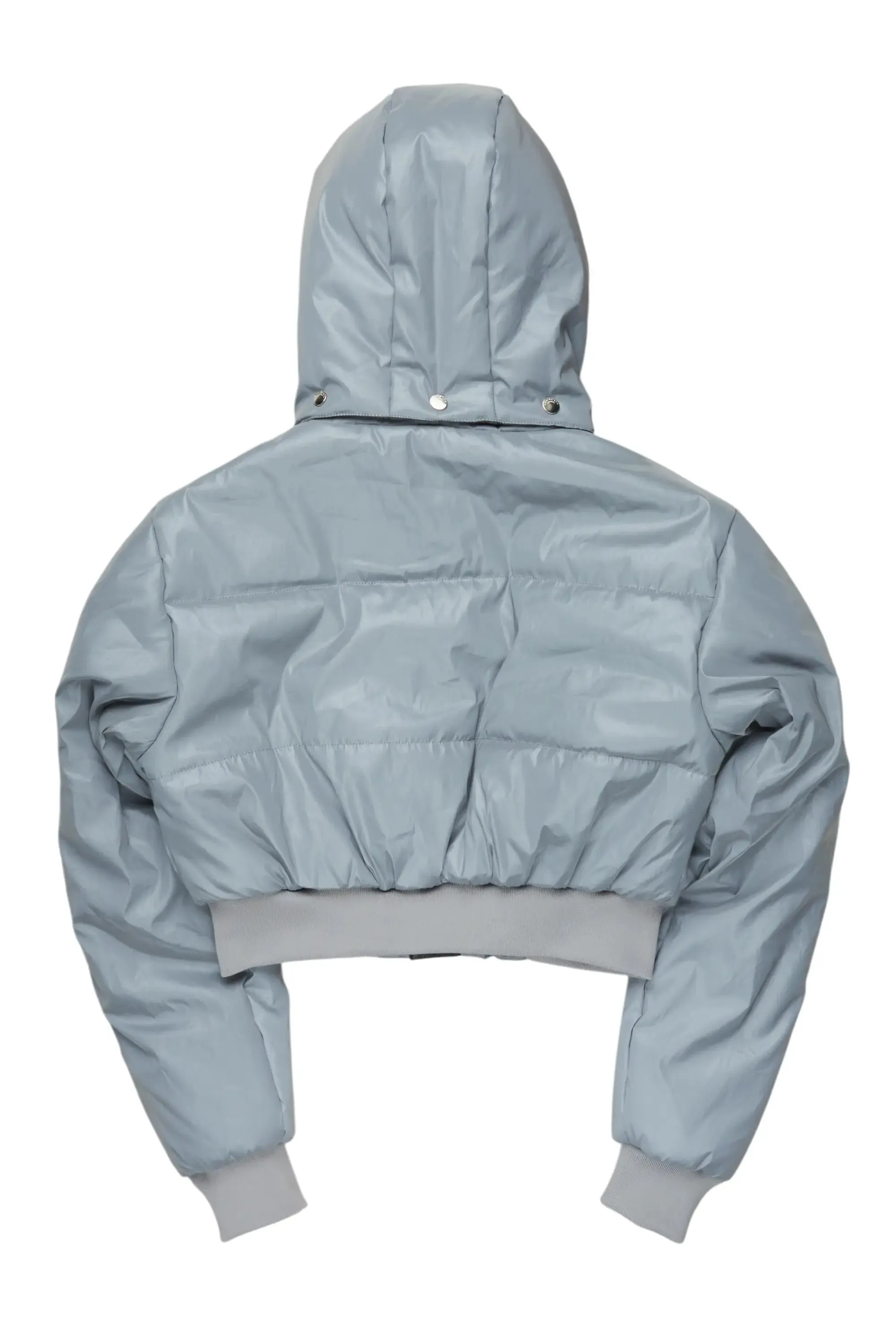 Kamryn Silver Reflective Crop Puffer Jacket