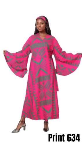 KaraChic 8001X Authentic African Print PlusSize Wrap Dress