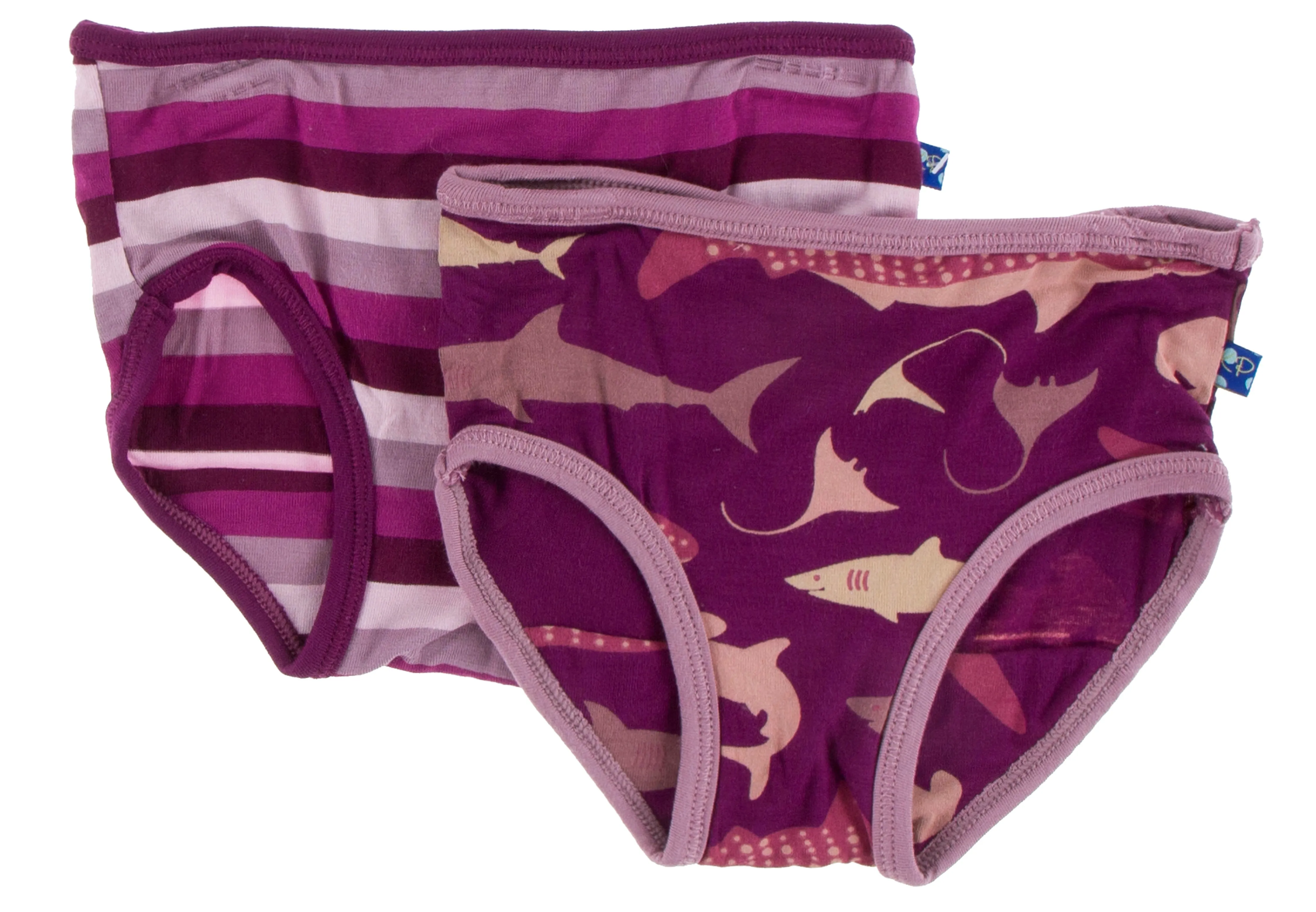 KicKee Pants Coral Stripe & Melody Sharks Girls Underwear Set