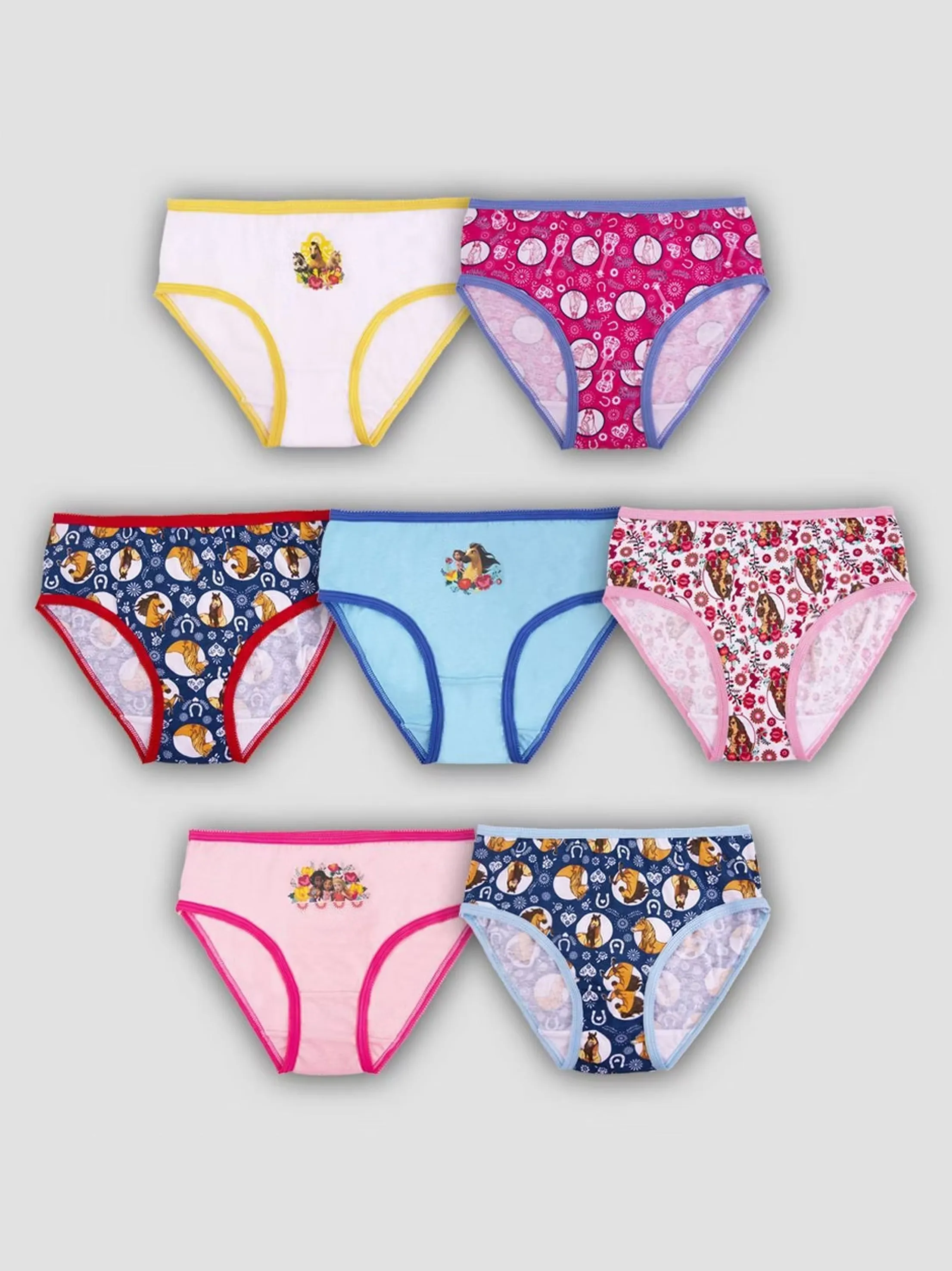 Kids Girl's 7 Pcs Graphic Printed Briefs Set,Multi