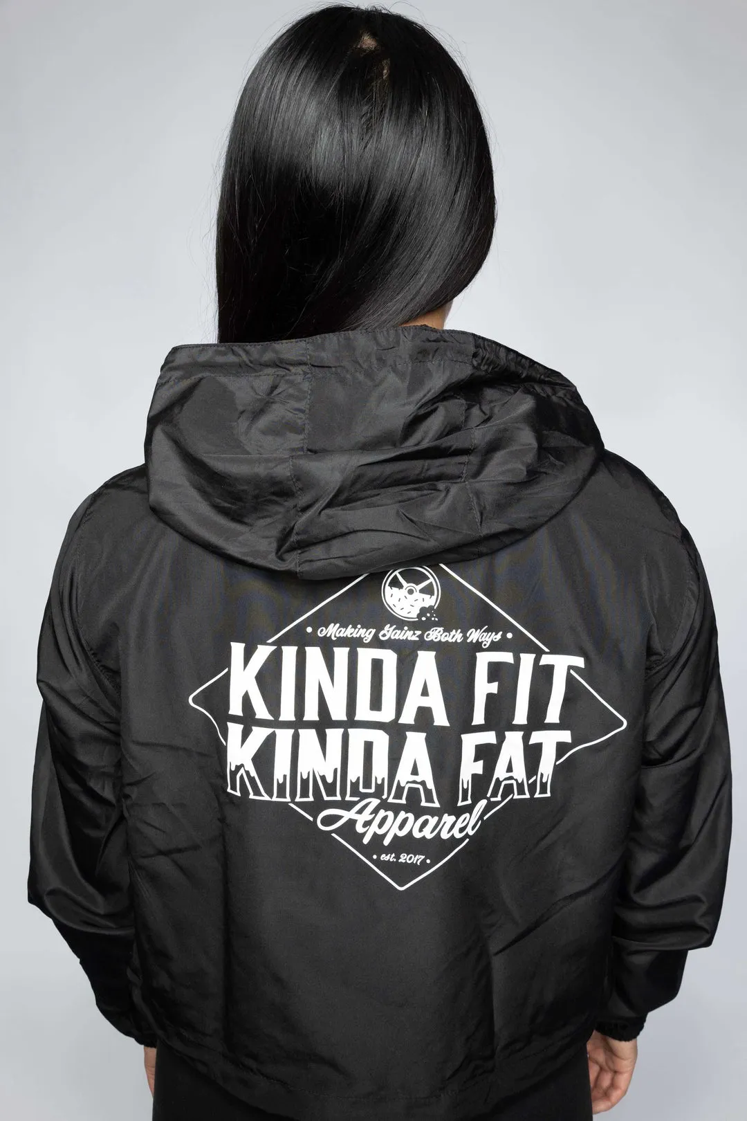 Kinda Fit Kinda Fat Diamond Drip Cropped Anorak (Black)