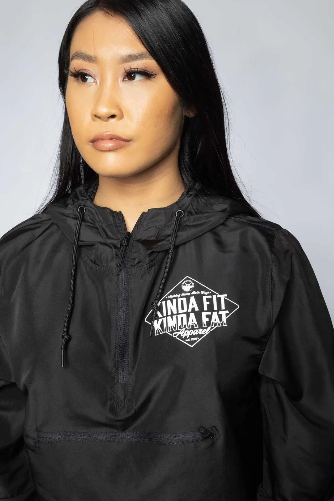 Kinda Fit Kinda Fat Diamond Drip Cropped Anorak (Black)