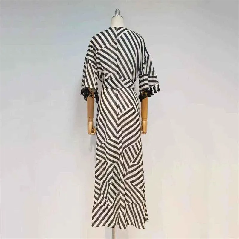 KittenAlarm - Marie Striped Maxi Dress