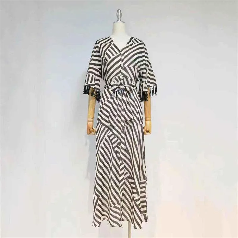 KittenAlarm - Marie Striped Maxi Dress