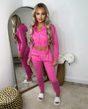 Letita Zip Front Hooded Tracksuit - Fuchsia