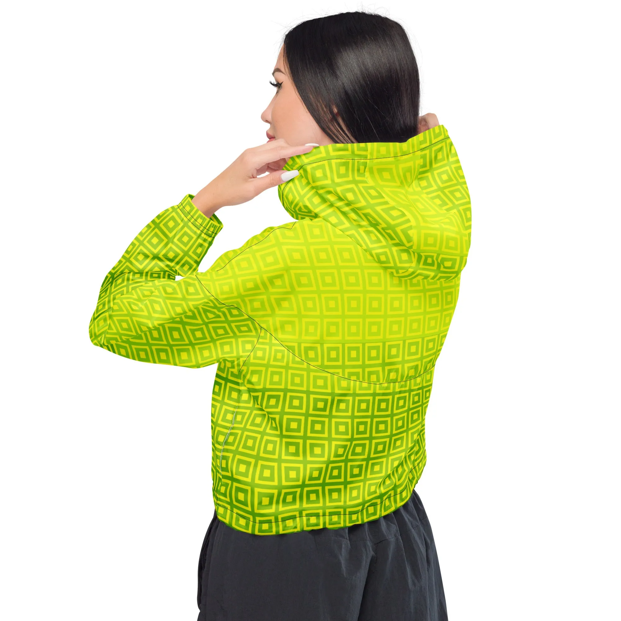 Lime Green Matrix Women’s cropped windbreaker