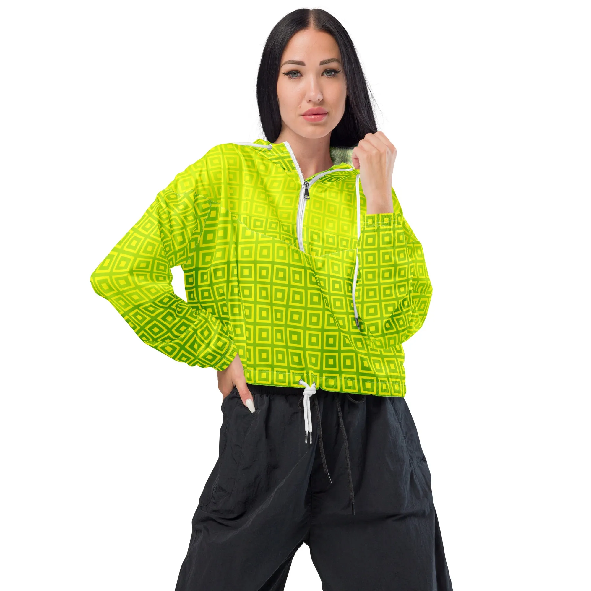 Lime Green Matrix Women’s cropped windbreaker