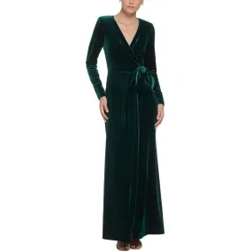 Long Sleeve Wrap Velvet Dress