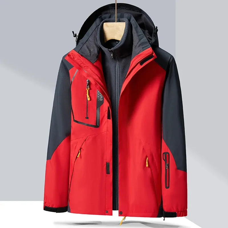 Men Hiking Snow Jackets Thick Warm Windbreaker Two-pieces Sets Women 3 in 1 Outdoor Waterproof Hooded Parka Coat Winter Jacket