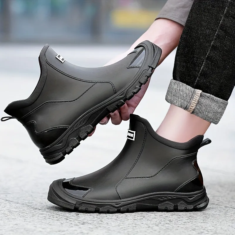 Men's Ankle Rain Boots - Soft PVC Sole, Waterproof, and Slip-Resistant - Suitable for All Ages