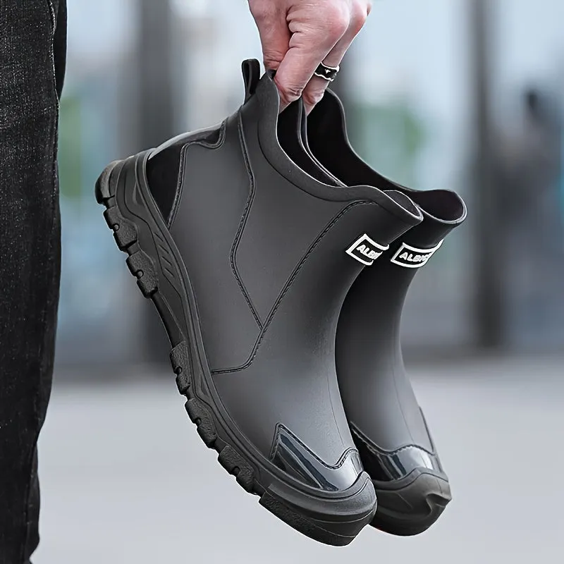 Men's Ankle Rain Boots - Soft PVC Sole, Waterproof, and Slip-Resistant - Suitable for All Ages