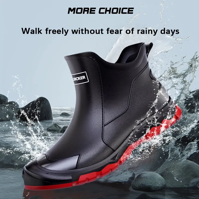 Men's Ankle Rain Boots - Soft PVC Sole, Waterproof, and Slip-Resistant - Suitable for All Ages