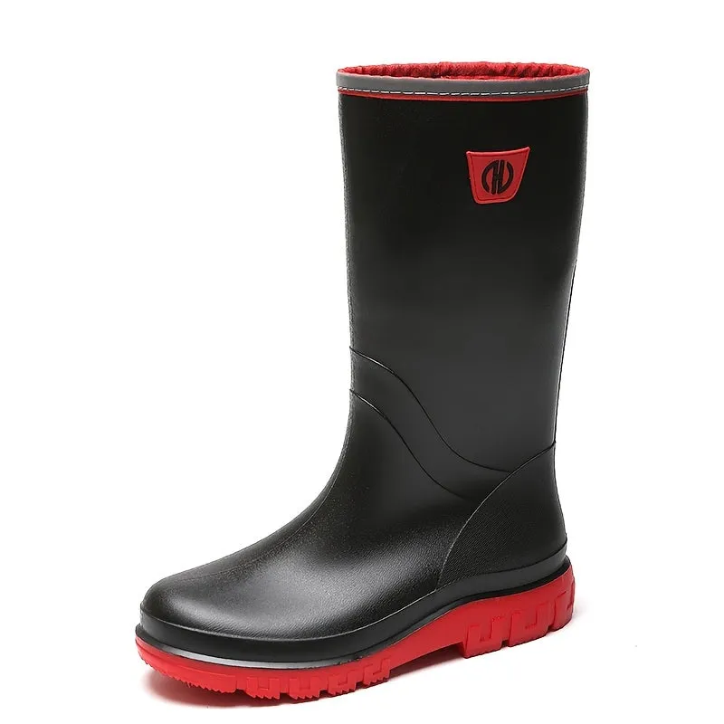 Mens Durable Waterproof Rain Boots - All-Weather Protection, Non-Slip Grip - Perfect for Outdoor Work & Heavy Fishing Expeditions, Knee High