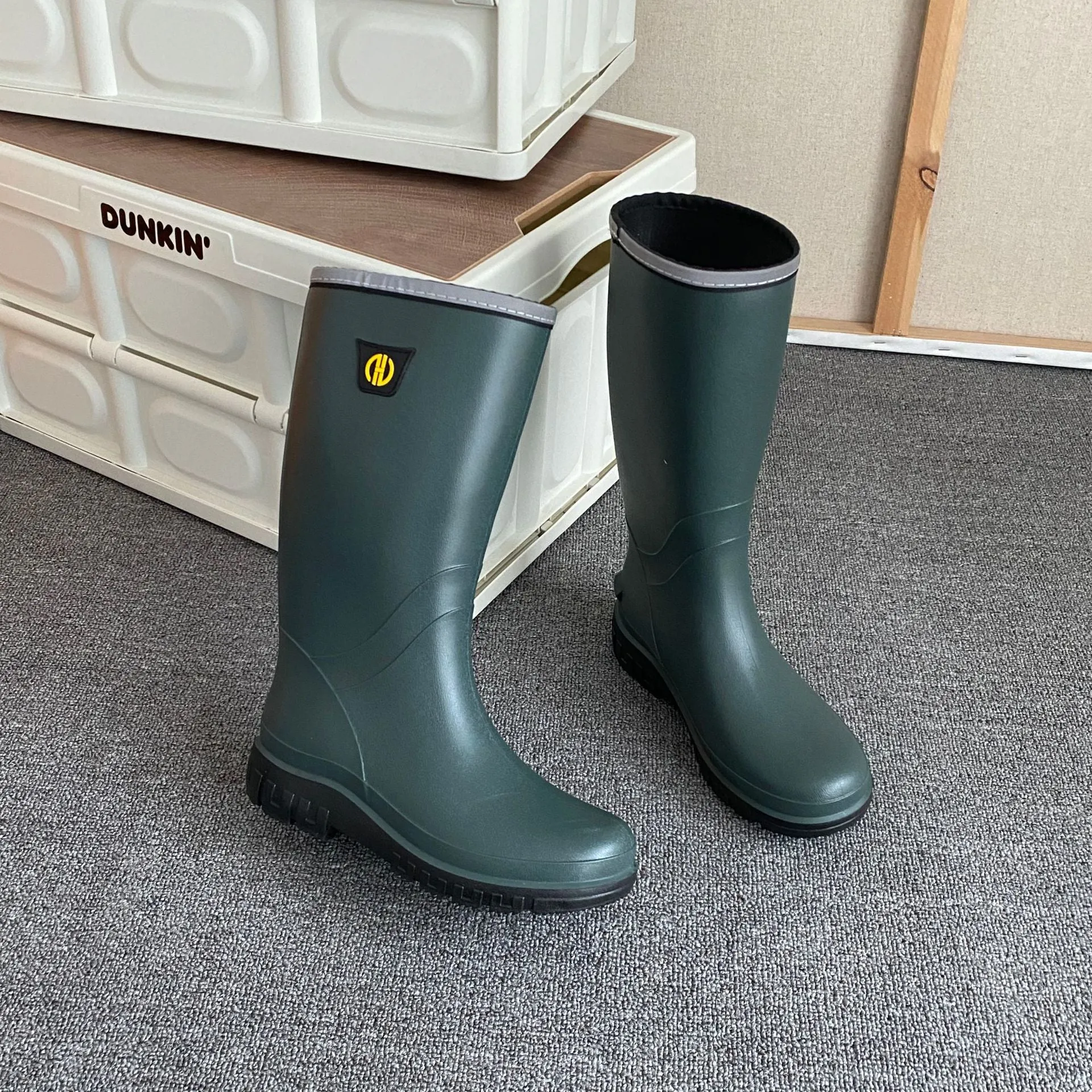 Mens Durable Waterproof Rain Boots - All-Weather Protection, Non-Slip Grip - Perfect for Outdoor Work & Heavy Fishing Expeditions, Knee High