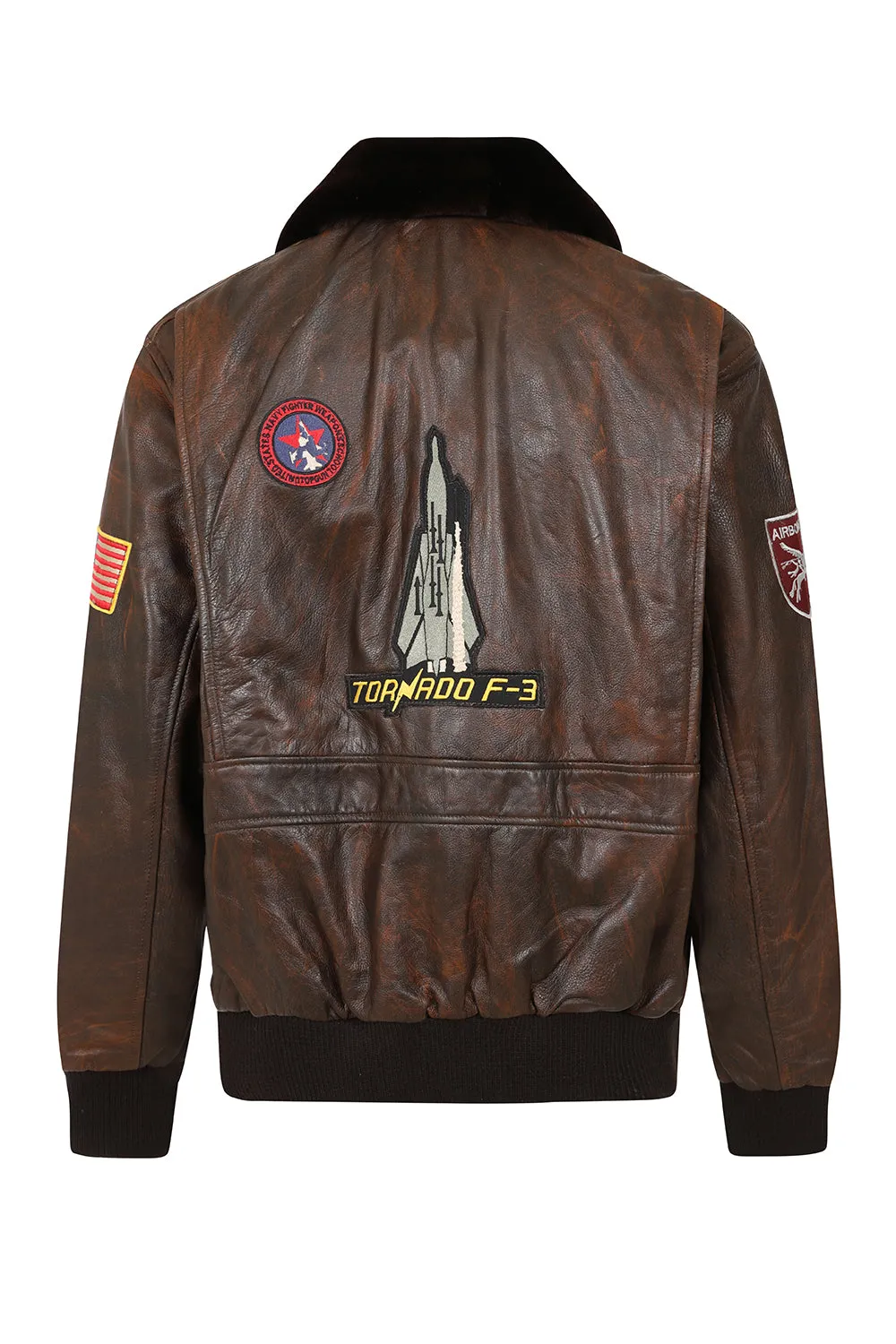 Men's Real Leather Pilot Jacket with Detachable Fur Collar - 'TOMMY'