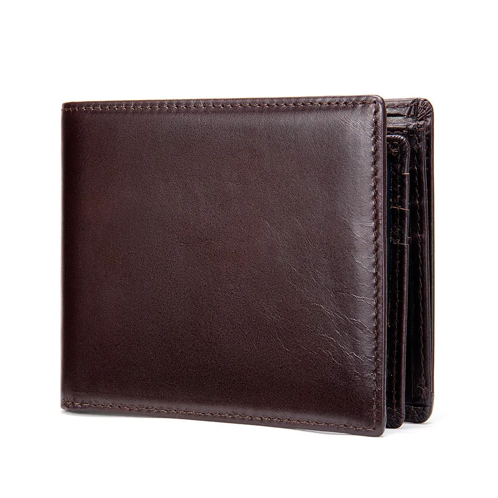 Men's Short Genuine Leather Wallet Hotan and Newn Retro Coin Purse Handmade Cowhide Anti-Theft Card Swiping Bag Hot Trade Wholesale