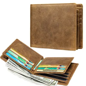 Men's Short Genuine Leather Wallet Hotan and Newn Retro Coin Purse Handmade Cowhide Anti-Theft Card Swiping Bag Hot Trade Wholesale