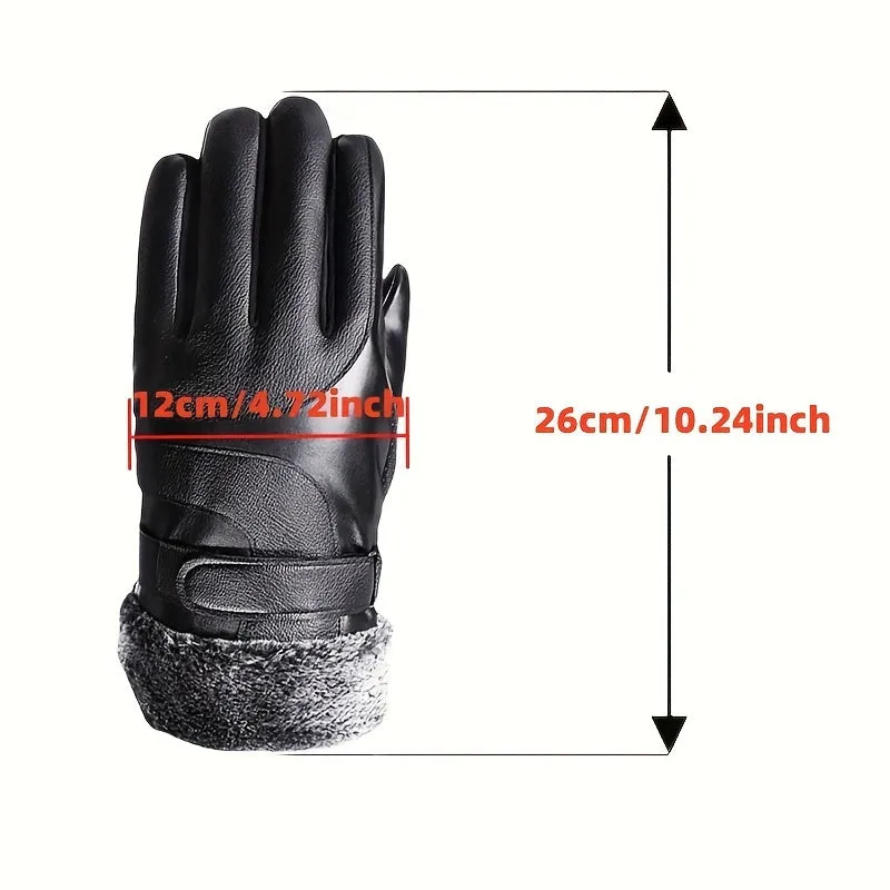 Men's Winter Cycling Gloves - Touchscreen Compatible, Waterproof & Windproof PU Leather, Thick Warmth, Solid Color, Casual Style, Non-Washable - Perfect Gift for Men