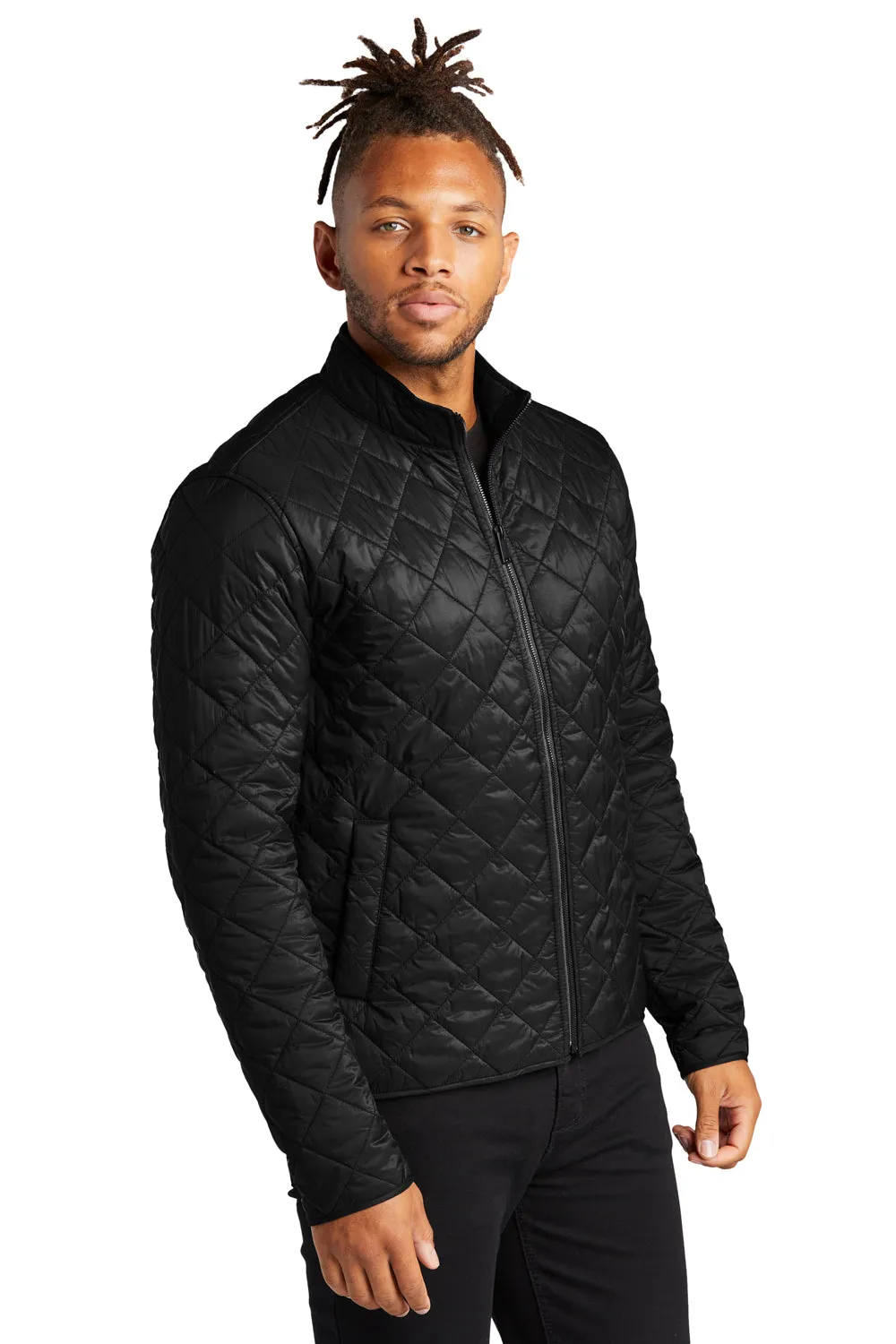 Mercer Mettle Mens Quilted Water Resistant Full Zip Jacket - Deep Black