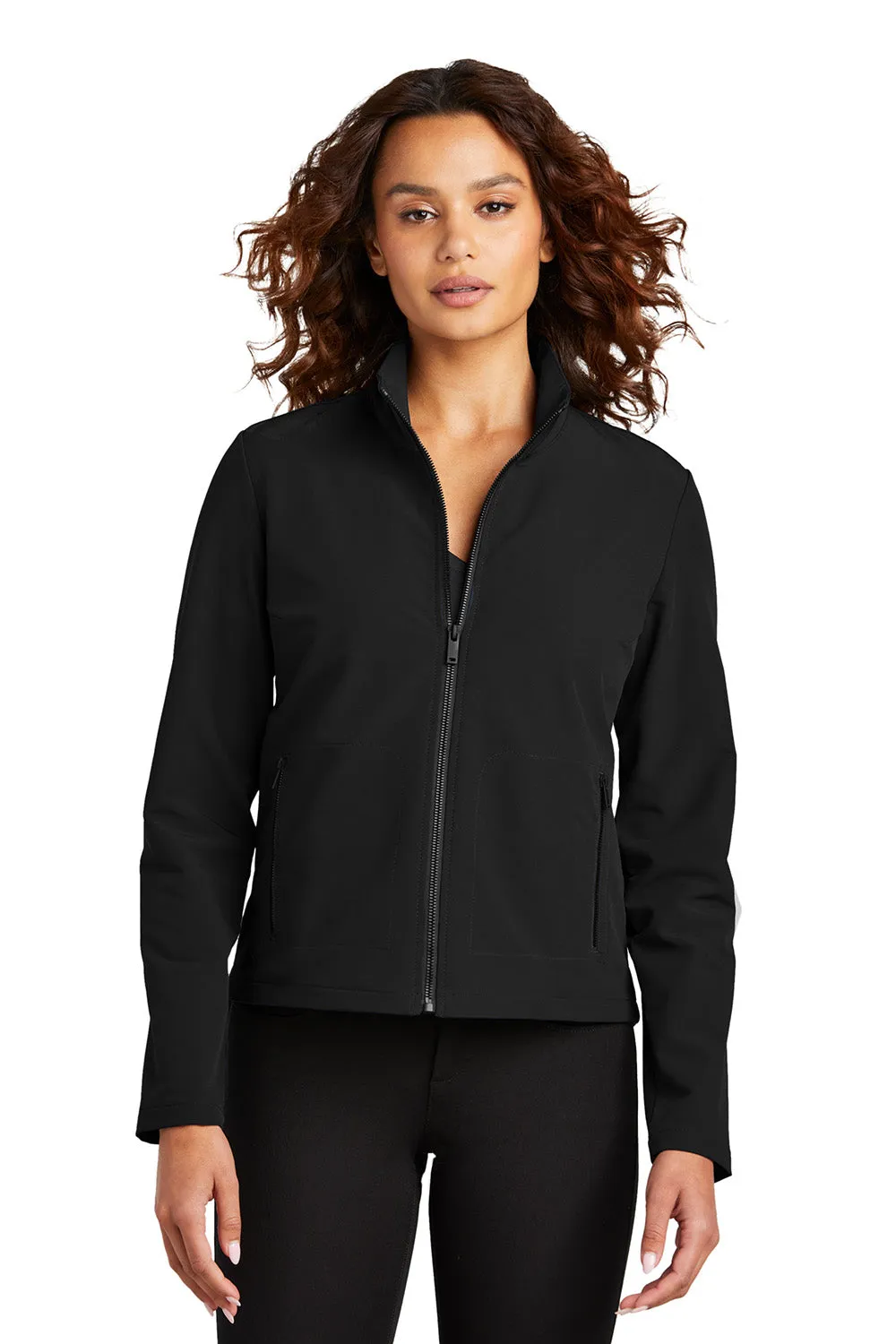 Mercer Mettle Womens Water Resistant Soft Shell Full Zip Jacket - Deep Black - New