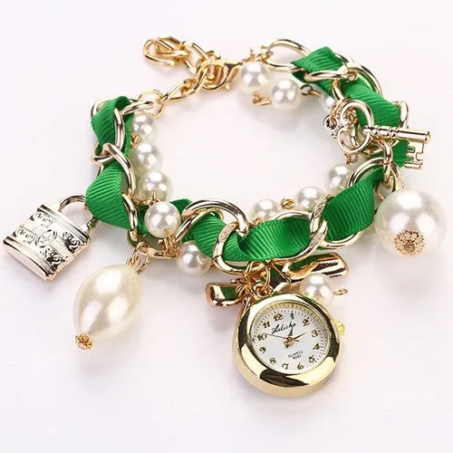 New Fashion Casual Pearl Bow Bracelet Wristwatch Women Wristwatches Luxury Watch Women Ladies Classic Watch