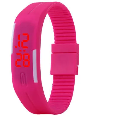 New Fashion Sport LED Watch Candy Color Silicone Rubber Touch Screen Digital Watches Waterproof Wristwatch Dress Bracelet