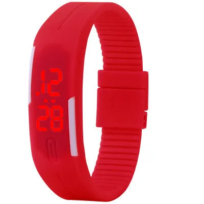 New Fashion Sport LED Watch Candy Color Silicone Rubber Touch Screen Digital Watches Waterproof Wristwatch Dress Bracelet