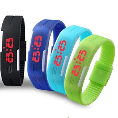 New Fashion Sport LED Watch Candy Color Silicone Rubber Touch Screen Digital Watches Waterproof Wristwatch Dress Bracelet