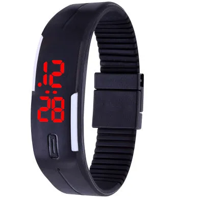 New Fashion Sport LED Watch Candy Color Silicone Rubber Touch Screen Digital Watches Waterproof Wristwatch Dress Bracelet