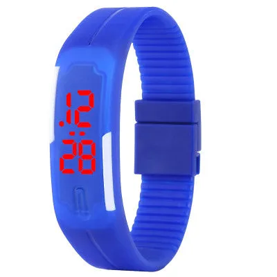 New Fashion Sport LED Watch Candy Color Silicone Rubber Touch Screen Digital Watches Waterproof Wristwatch Dress Bracelet