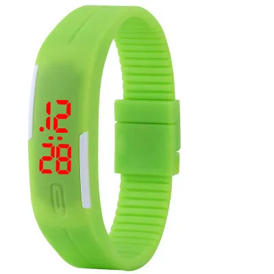 New Fashion Sport LED Watch Candy Color Silicone Rubber Touch Screen Digital Watches Waterproof Wristwatch Dress Bracelet