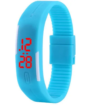 New Fashion Sport LED Watch Candy Color Silicone Rubber Touch Screen Digital Watches Waterproof Wristwatch Dress Bracelet