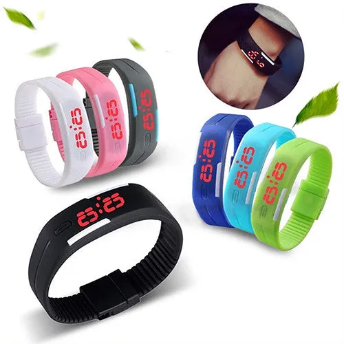 New Fashion Sport LED Watch Candy Color Silicone Rubber Touch Screen Digital Watches Waterproof Wristwatch Dress Bracelet