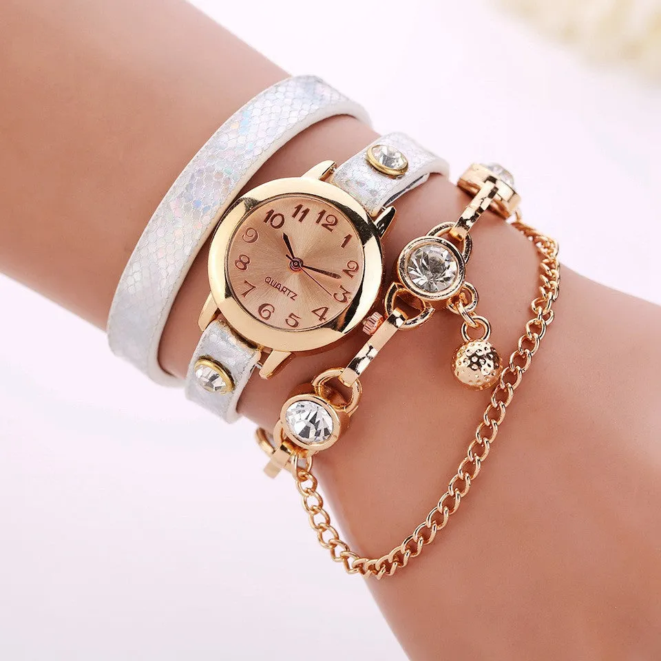 New Women Dress Watches Quartz Wrist Watch 7 Colors Gold Watch Leather Bracelet Watch Women Top Brand Luxury Gift