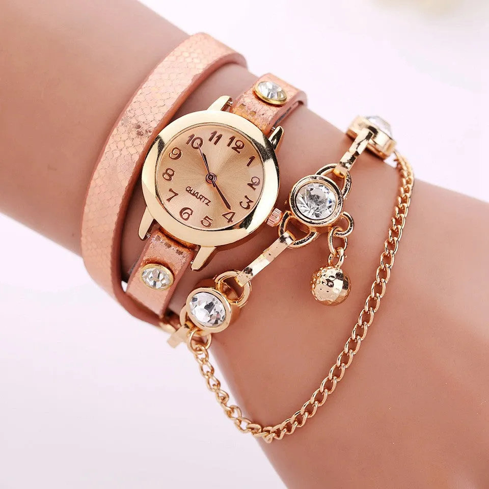 New Women Dress Watches Quartz Wrist Watch 7 Colors Gold Watch Leather Bracelet Watch Women Top Brand Luxury Gift