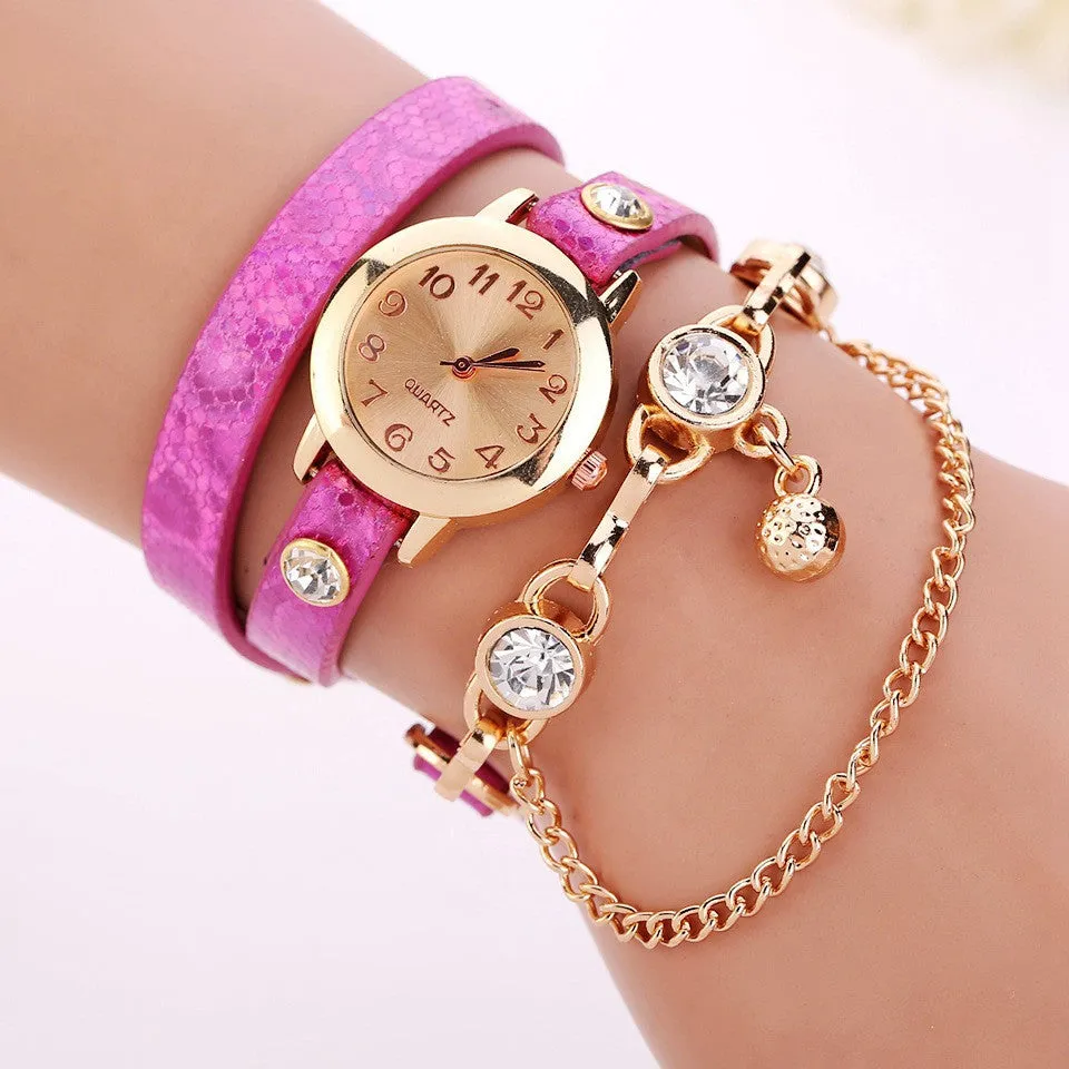 New Women Dress Watches Quartz Wrist Watch 7 Colors Gold Watch Leather Bracelet Watch Women Top Brand Luxury Gift