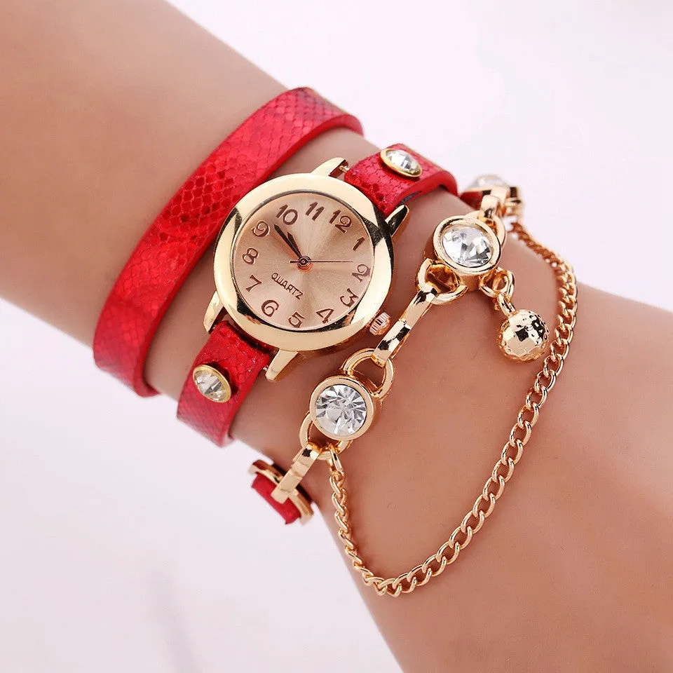 New Women Dress Watches Quartz Wrist Watch 7 Colors Gold Watch Leather Bracelet Watch Women Top Brand Luxury Gift