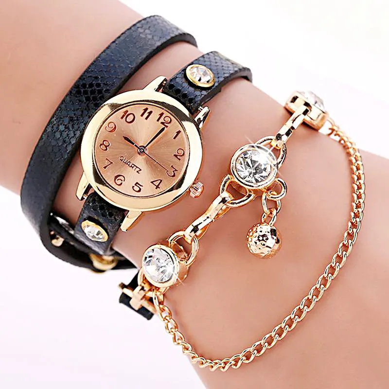 New Women Dress Watches Quartz Wrist Watch 7 Colors Gold Watch Leather Bracelet Watch Women Top Brand Luxury Gift