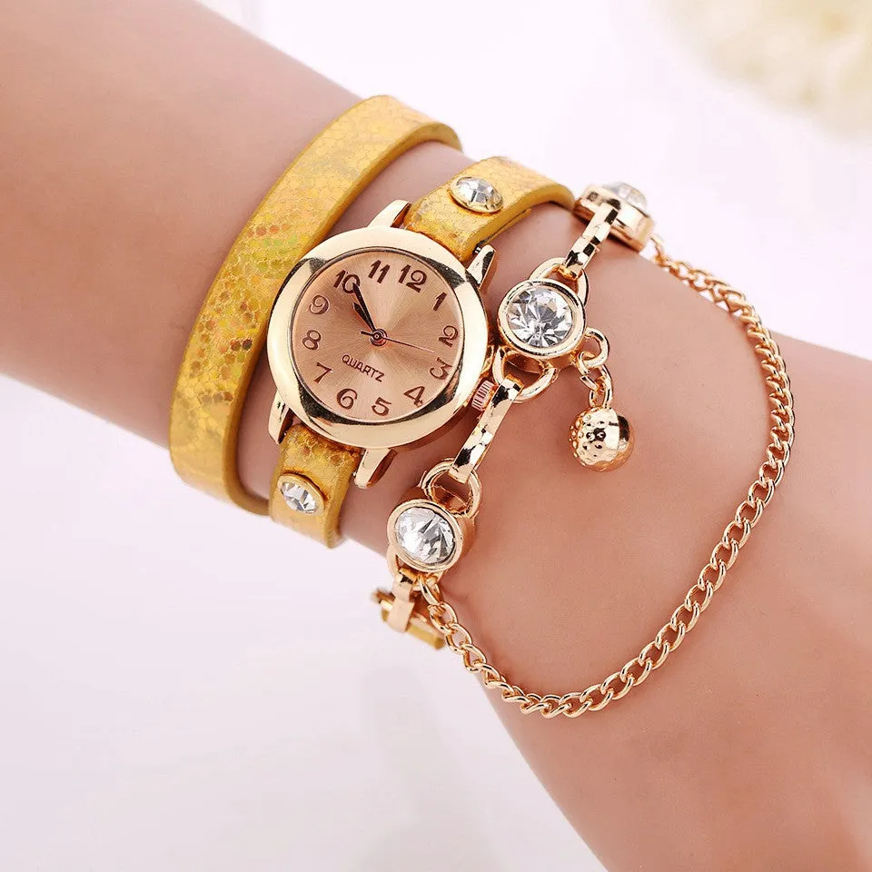 New Women Dress Watches Quartz Wrist Watch 7 Colors Gold Watch Leather Bracelet Watch Women Top Brand Luxury Gift