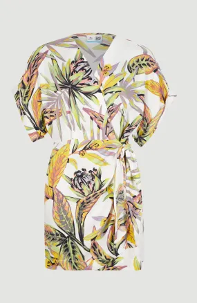 Oliana Wrap Dress | White Tropical Flower