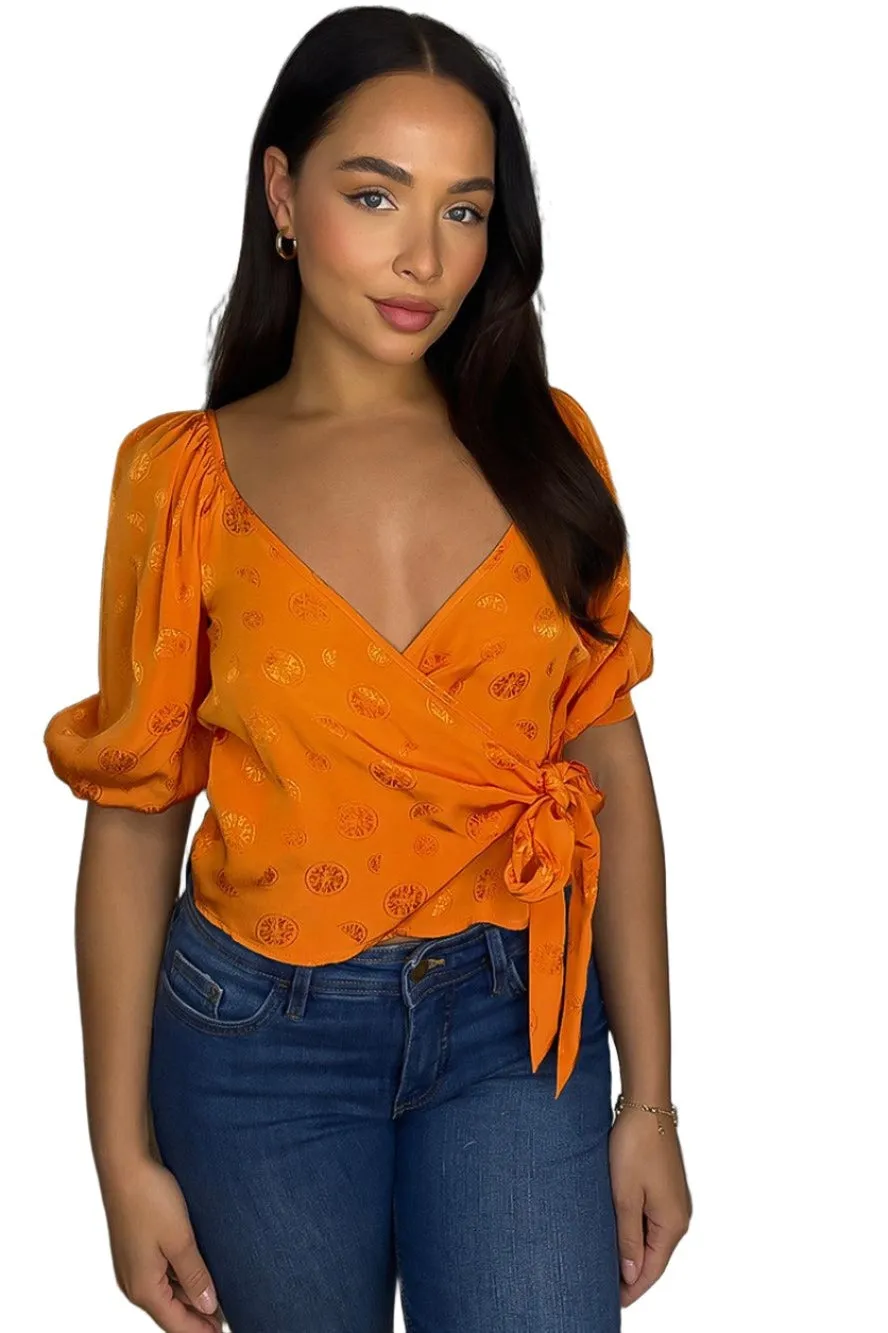 Orange Crop and Wrap Blouse