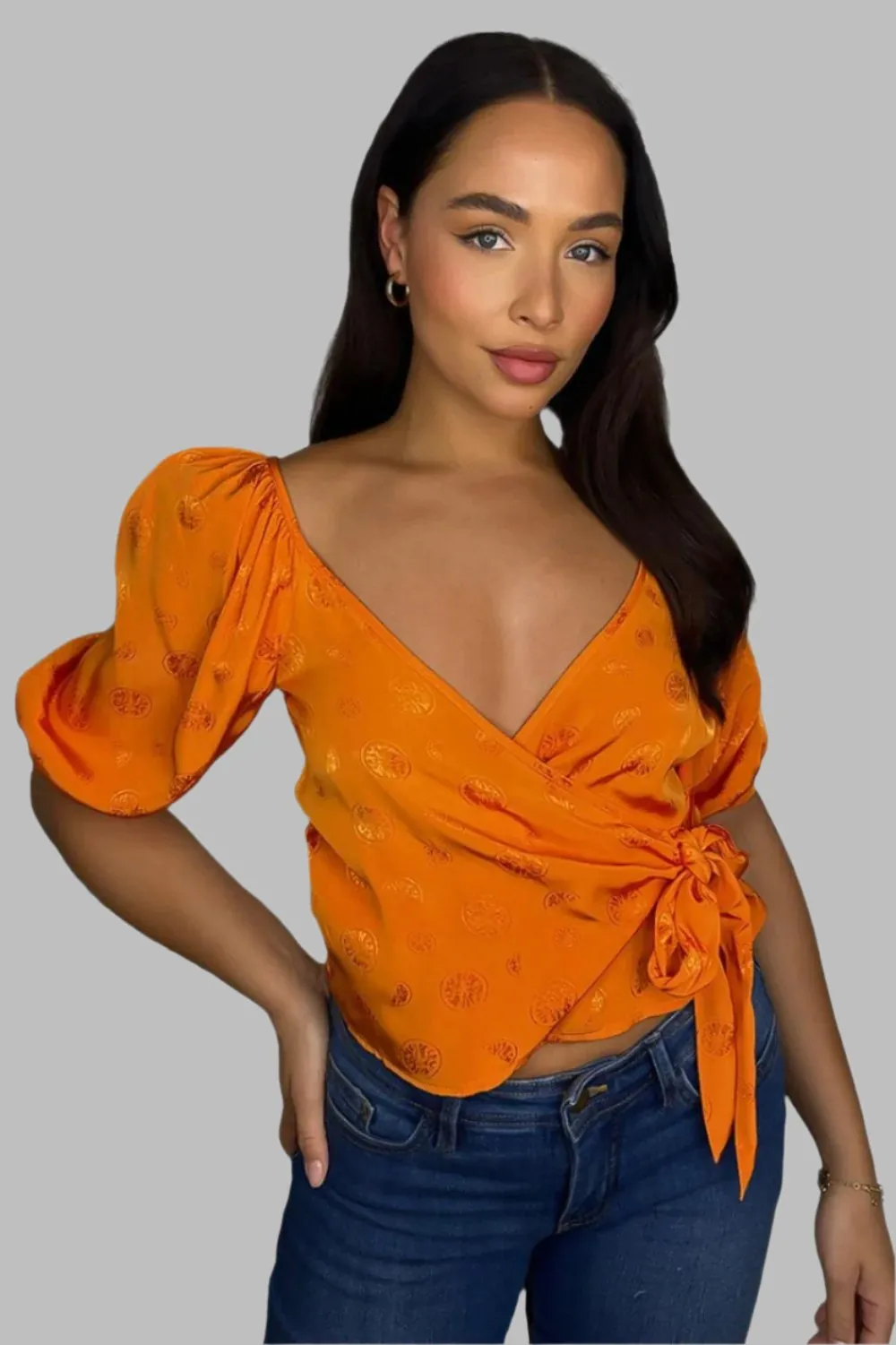 Orange Crop and Wrap Blouse