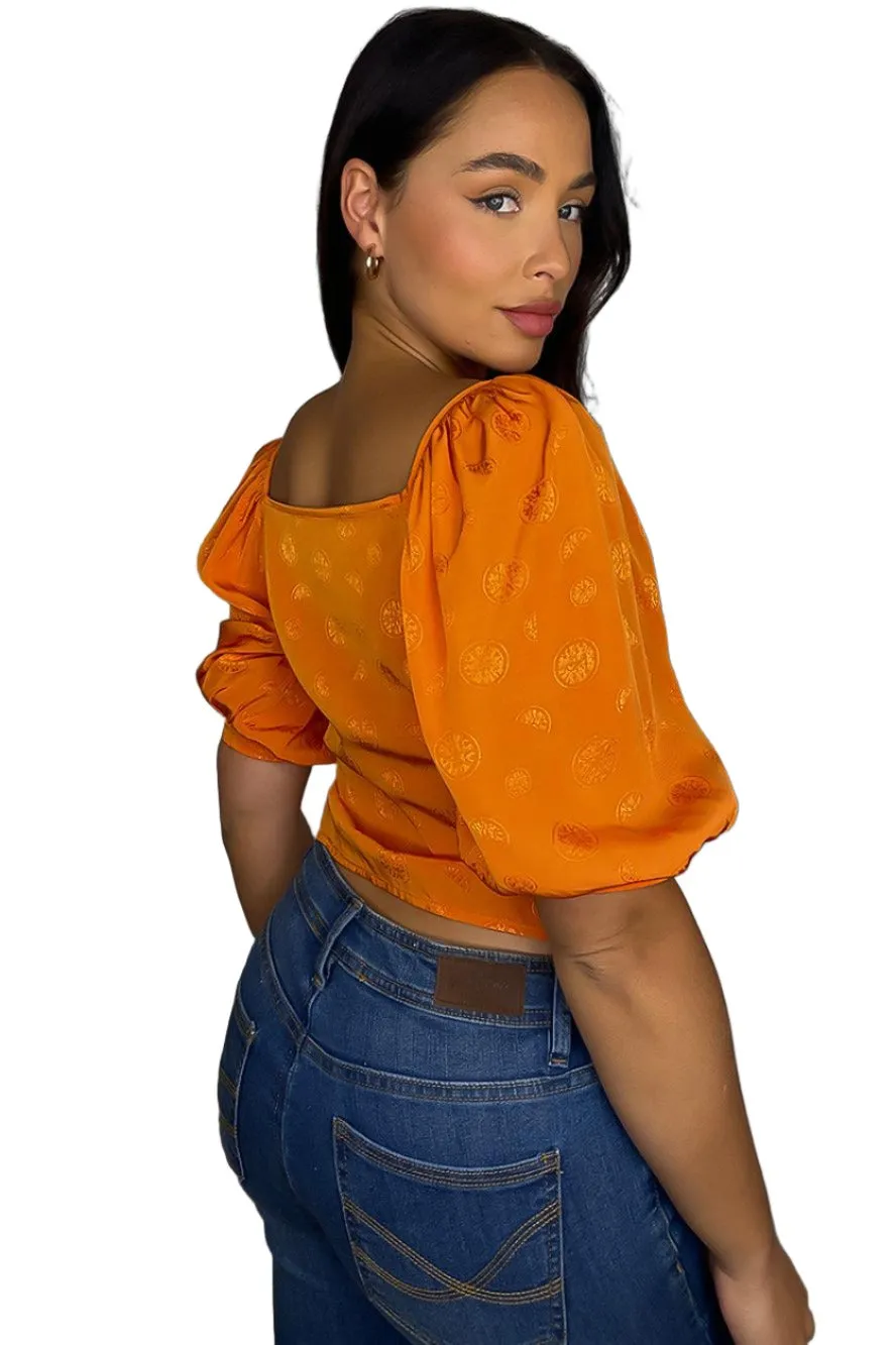 Orange Crop and Wrap Blouse