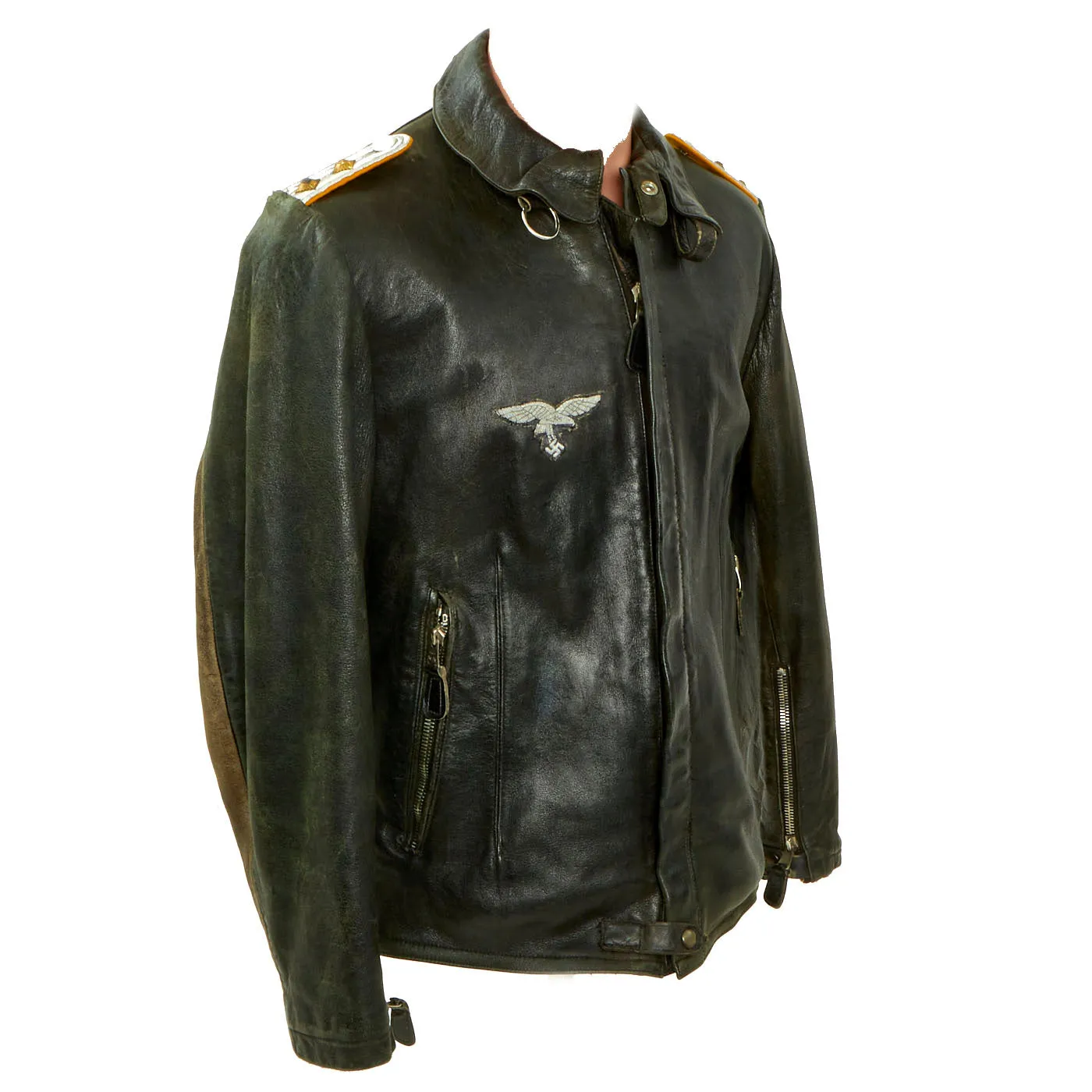 Original German WWII 1941 Dated Luftwaffe Hauptmann Officer's Leather Flight Jacket with Leather Flight Pants