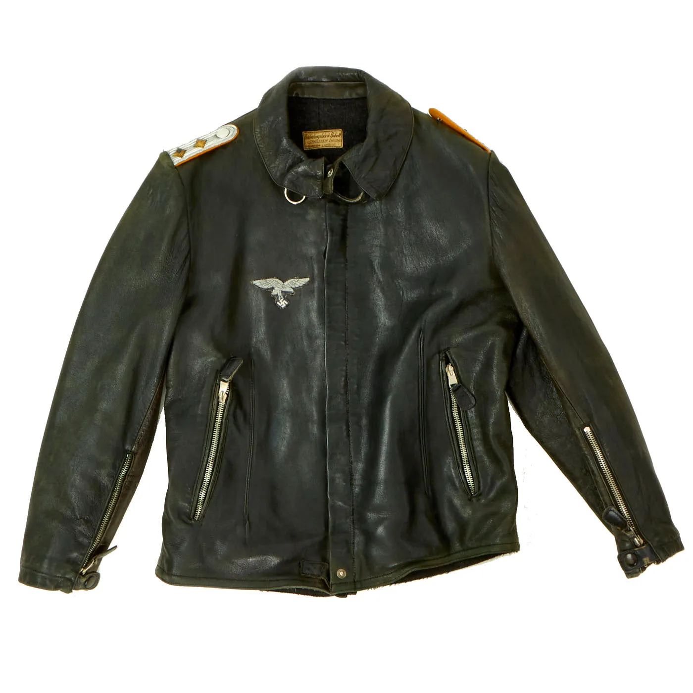 Original German WWII 1941 Dated Luftwaffe Hauptmann Officer's Leather Flight Jacket with Leather Flight Pants