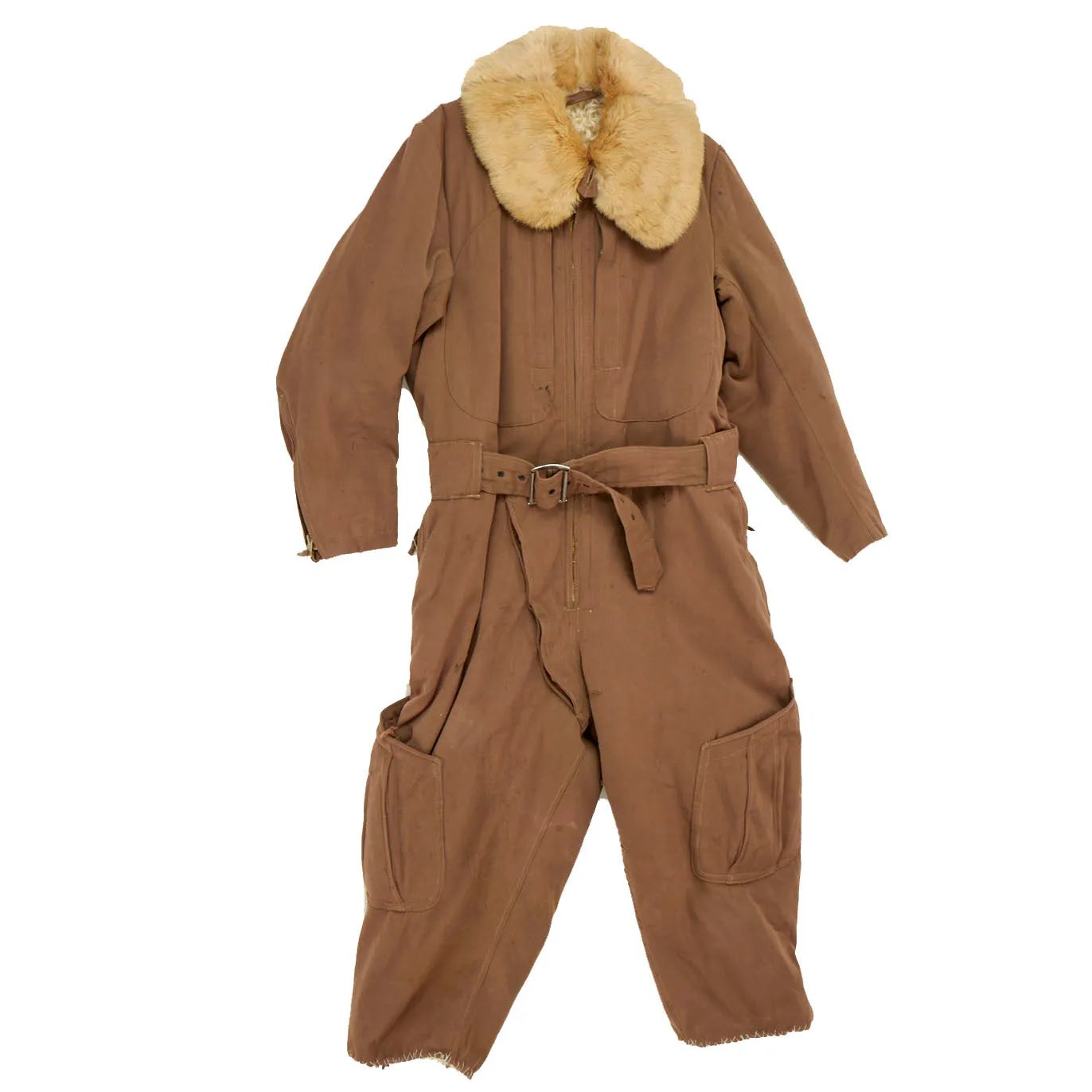 Original Imperial Japanese WWII Winter Fur Lined Pilot Electric Heated Flight Suit - dated 1943