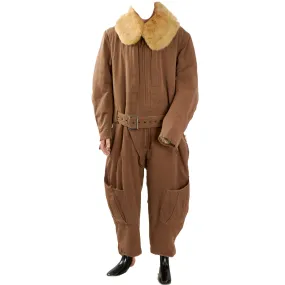 Original Imperial Japanese WWII Winter Fur Lined Pilot Electric Heated Flight Suit - dated 1943