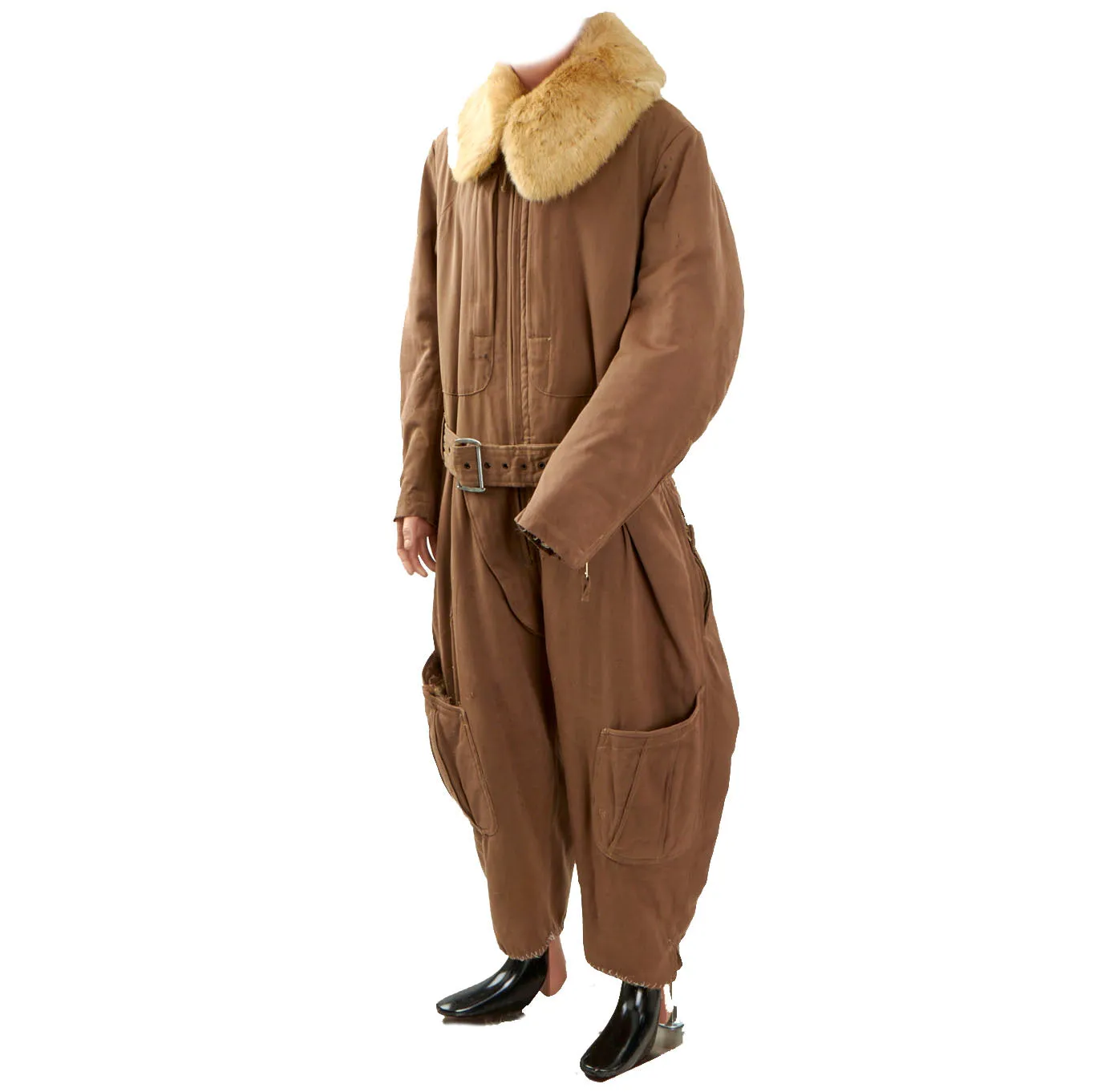 Original Imperial Japanese WWII Winter Fur Lined Pilot Electric Heated Flight Suit - dated 1943