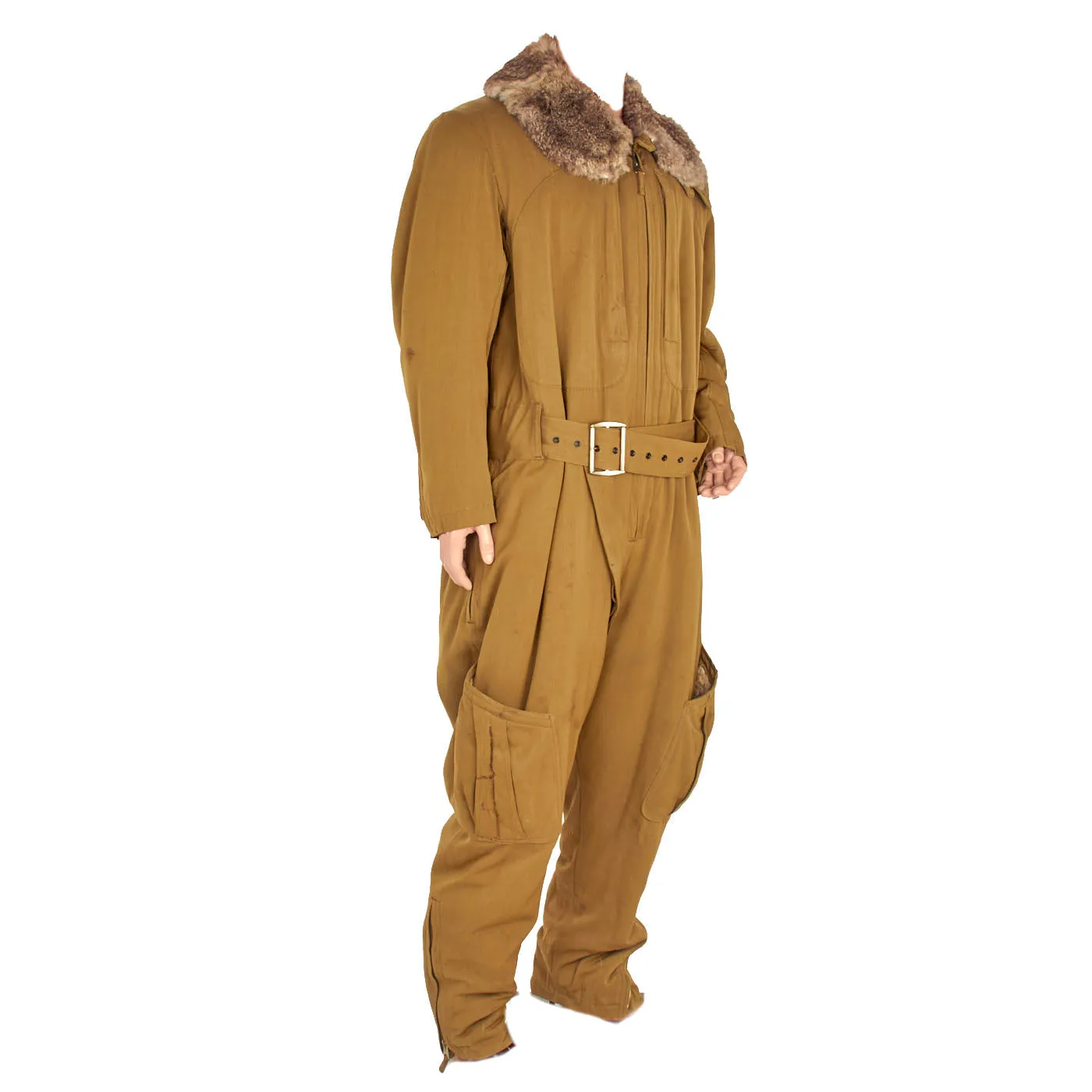 Original Rare Imperial Japanese WWII 1938 Dated Winter Fur Lined Pilot Electric Heated Flight Suit