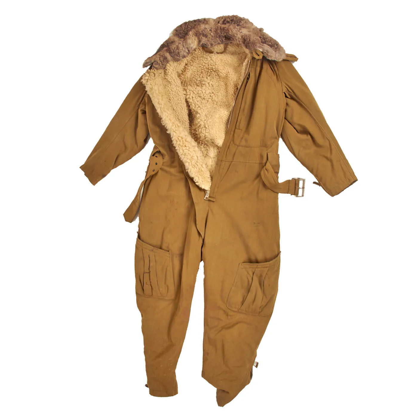 Original Rare Imperial Japanese WWII 1938 Dated Winter Fur Lined Pilot Electric Heated Flight Suit